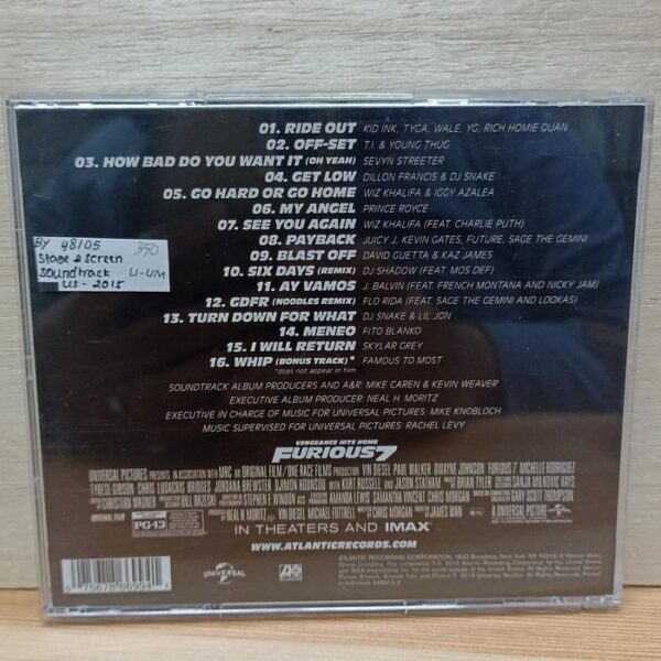 CD Original Motion Picture Soundtrack Furious7